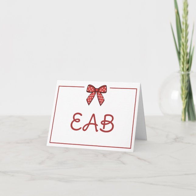 Monogramme à nœud papillon rouge et blanc Preppy a (Devant)