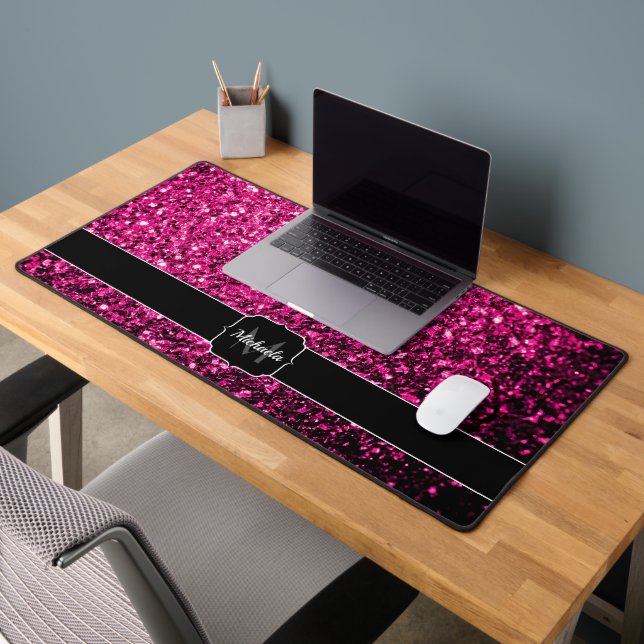 Monogramme à paillettes de faux brillant rose chau (Bureau 2)