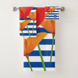 Monogramme à rayures bleu chic