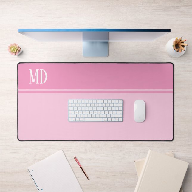 Monogramme à rayures simples et jolies roses (Bureau 1)
