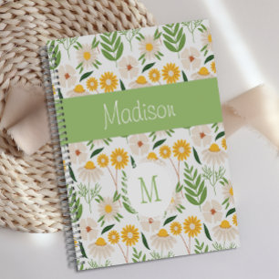 Monogramme à tendance fleurie jaune vert