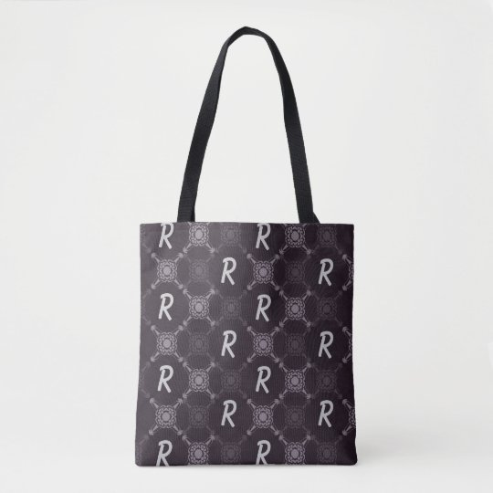 Monogramme abstrait noir de motif tote bag