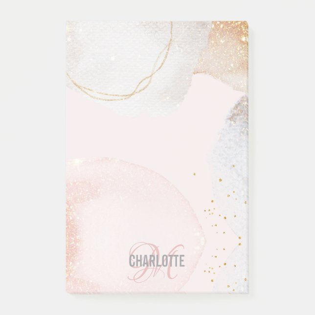 Monogramme abstrait rose vif moderne post-it n (Devant)