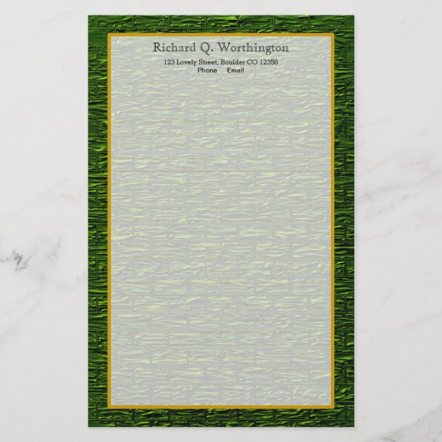 Monogramme Acier vert brique fine lin papeterie (Devant)