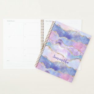 Monogramme Agate Paillettes Bleu Rose Violet Tenda
