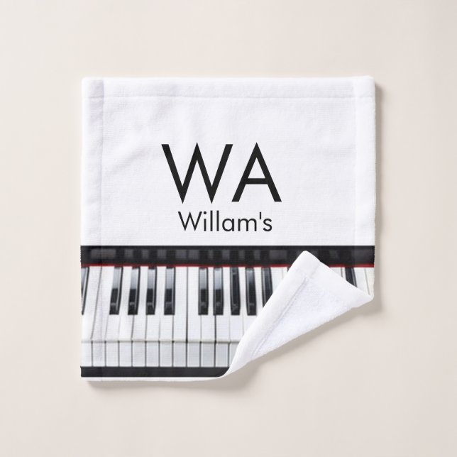 Monogramme ajouter initiale lettre nom texte piano (Gant de toilette)