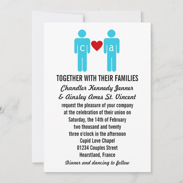 Monogramme Amour Couple Mariage Invitations (Devant)