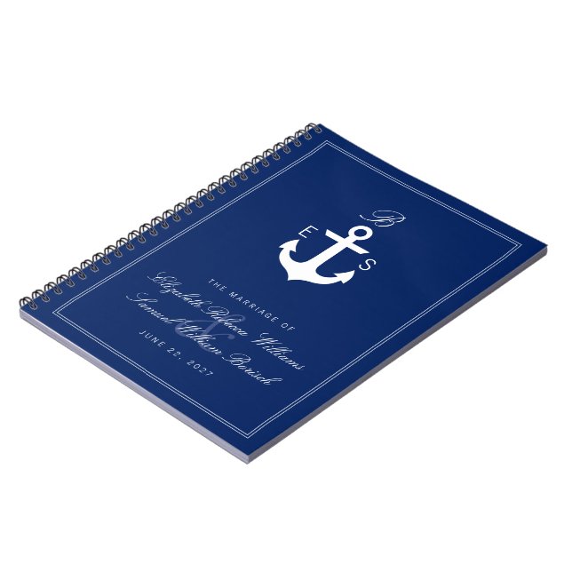 Monogramme Ancre nautique Carnet Mariage foncé (Côté gauche)