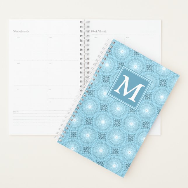 Monogramme ange bleu cercles motif (Devant avec enveloppe)