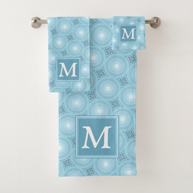 Monogramme ange bleu cercles motif (En situation)
