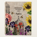 Monogramme apiculture Vintage ruche florale apicul<br><div class="desc">Design vintage moderne avec illustration botanique ruche abeille et miel étincelant abeilles. Le libellé est mis en place dans un modèle afin que vous puissiez le modifier en fonction de vos besoins.</div>