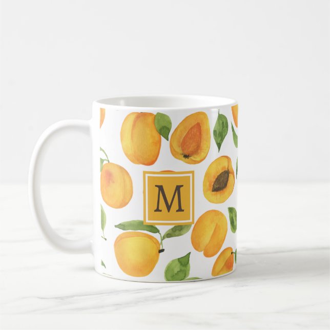 Monogramme Apricot Botanique Mug (Gauche)