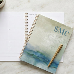 Monogramme aquarelle bleue abstraite