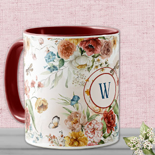 Monogramme Aquarelle Floral 11 oz. Combo mug