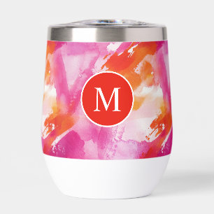 Monogramme Aquarelle rose orange Abstrait