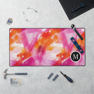 Monogramme Aquarelle rose orange Abstrait