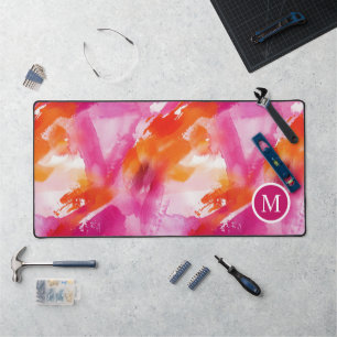 Monogramme Aquarelle rose orange Abstrait