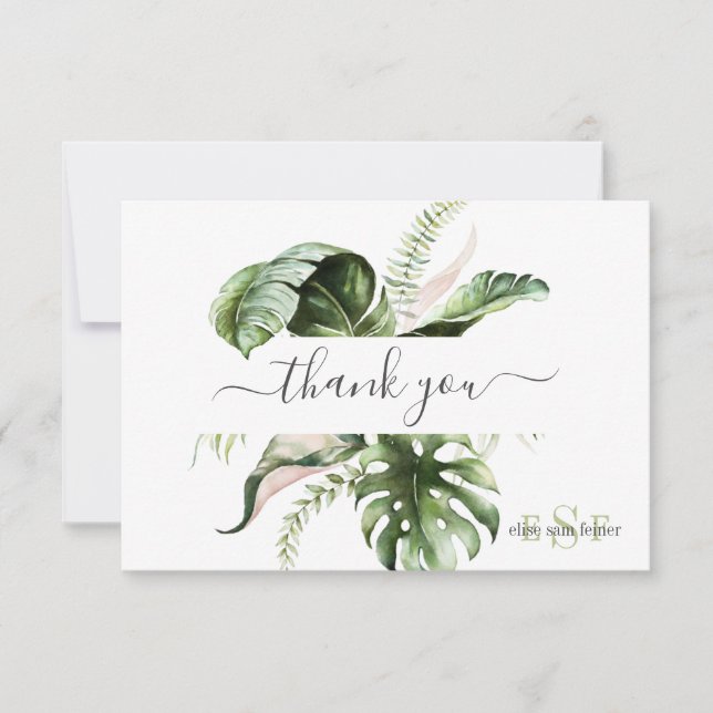 Monogramme Aquarelle Tropical Foliing Merci Merci (Devant)