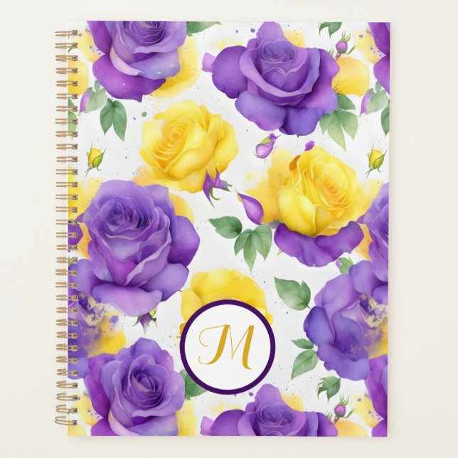 Monogramme Aquarelle violet rose jaune (Devant)