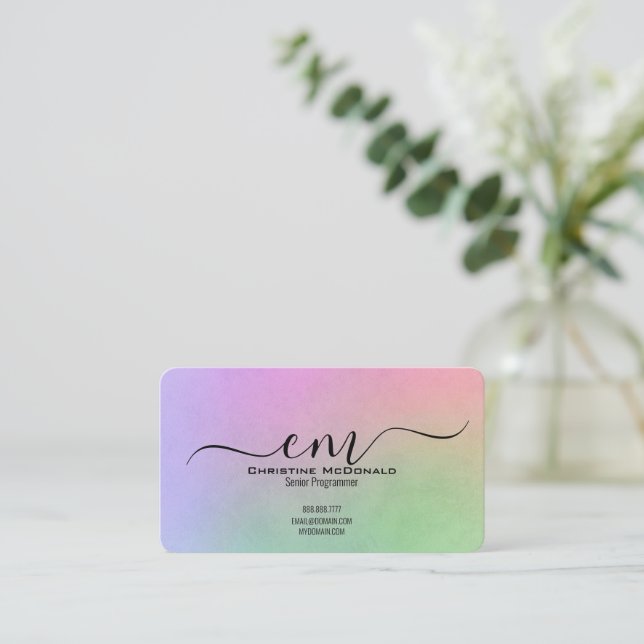 Monogramme arc-en-ciel Cartes de visite - Élégant (Debout devant)