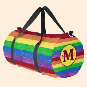 Monogramme arc-en-ciel Strié Grand Sac Duffel