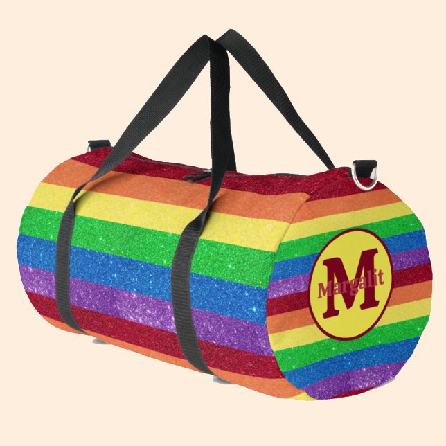 Monogramme arc-en-ciel Strié Grand Sac Duffel (Créateur téléchargé)