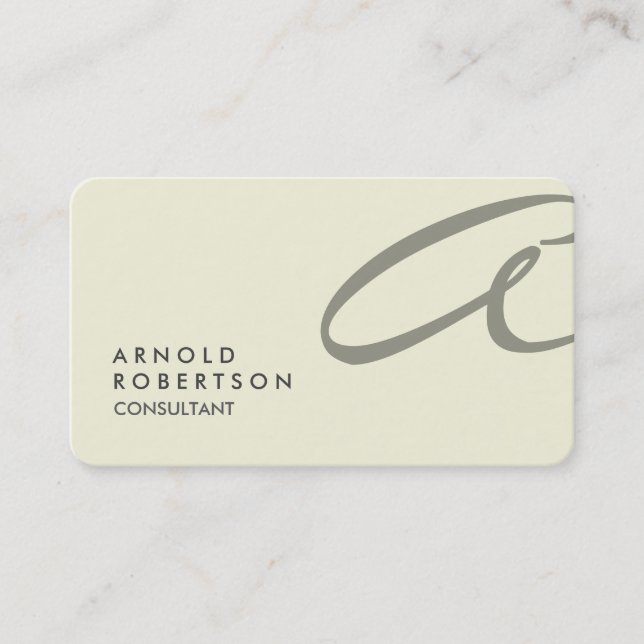 Monogramme arrondi Plaine Beige Carte de visite te (Devant)