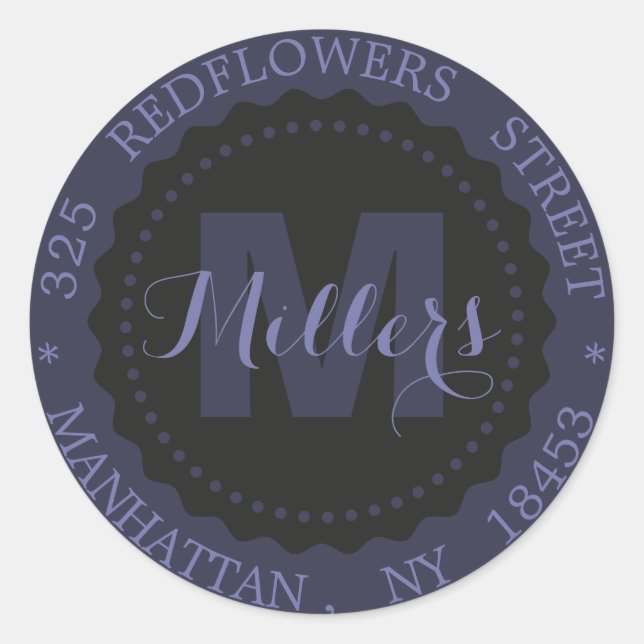 Monogramme autocollant d'adresse (Devant)