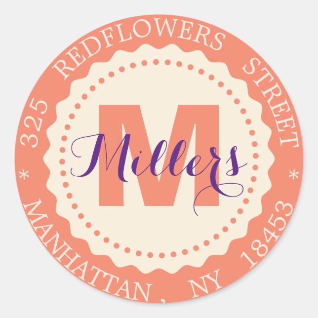 Monogramme autocollant d'adresse (Devant)