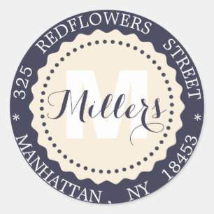 Monogramme autocollant d'adresse