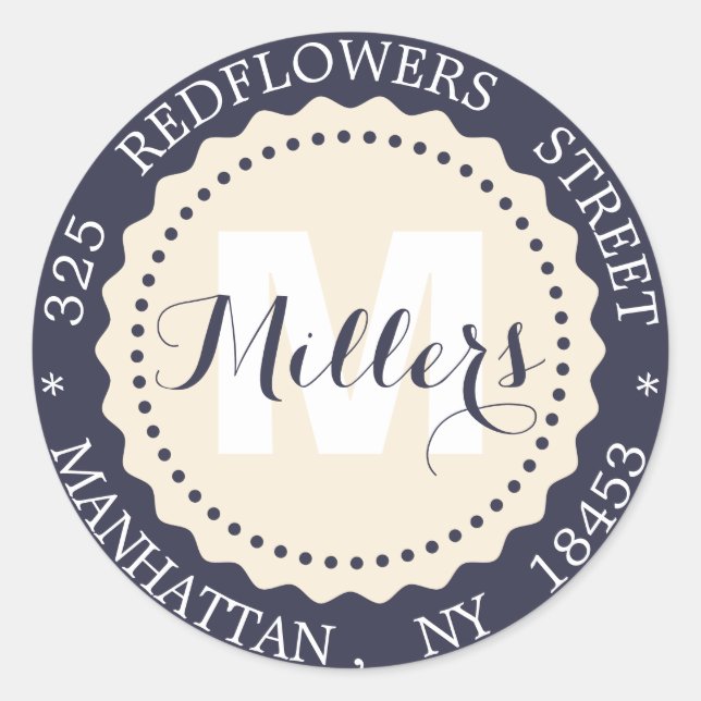 Monogramme autocollant d'adresse (Devant)