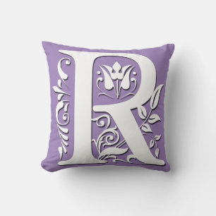 Monogramme avec la lettre initiale R - Coussin