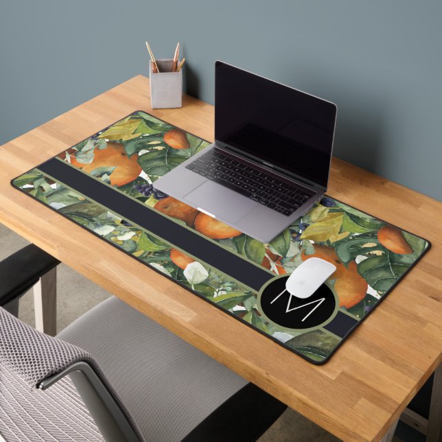 Monogramme avec motif de fruit orange et feuillage (Bureau 2)