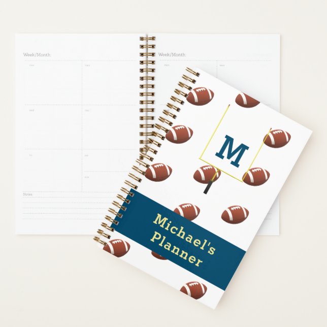 Monogramme avec nom Football Thème (Devant avec enveloppe)