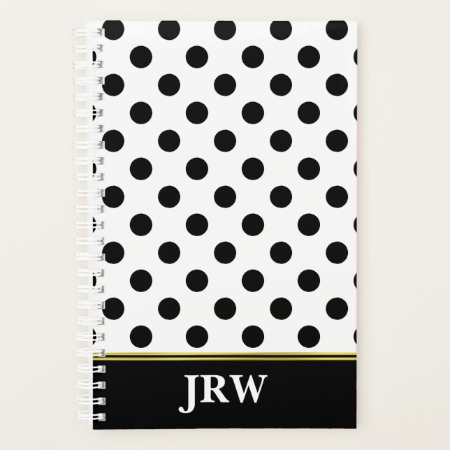 Monogramme avec point Polka noir et blanc (Devant)
