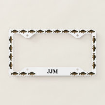 Monogramme avec poisson carpe sur fond blanc