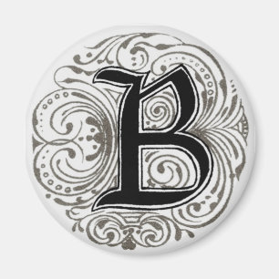 Monogramme "B" en gris - Aimant