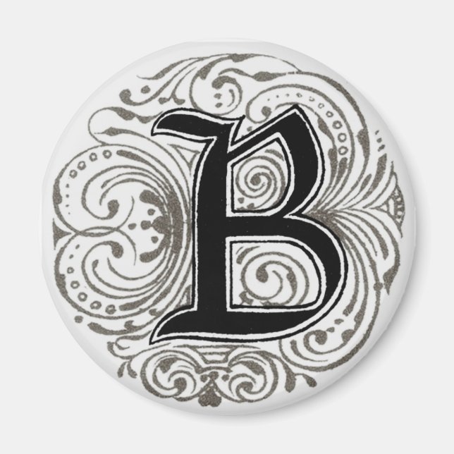 Monogramme "B" en gris - Aimant (Devant)