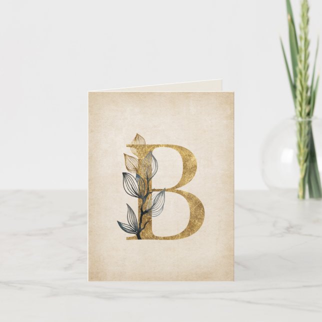 Monogramme B or et noir avec feuilles (Devant)