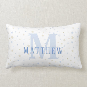 Monogramme Baby Boy Blue Nursery Decor Coussin