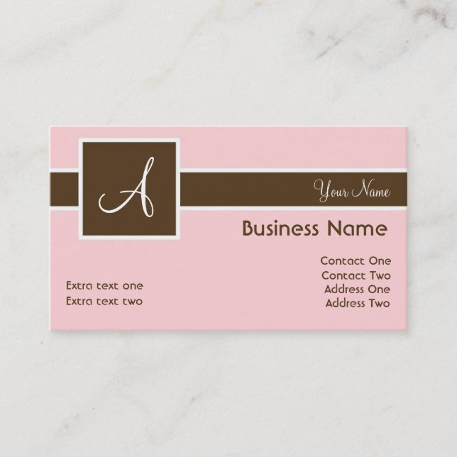 Monogramme Bande rose et Cartes de visite Brown (Devant)