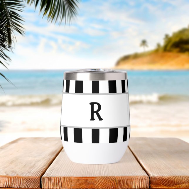 Monogramme bandes de cabane noir blanc (Plage (pivotée))
