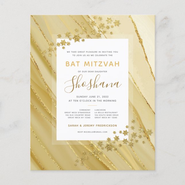 Monogramme bat mitzvah Budget Gold Parties scintil (Devant)