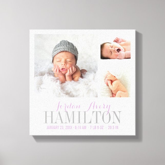 Monogramme Bébé Photo Collage toile enveloppée Imp (Recto)