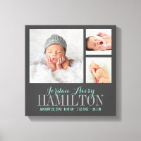 Monogramme Bébé Photo Collage toile enveloppée Imp