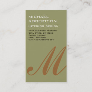Monogramme beige Carte de visite de concepteur int
