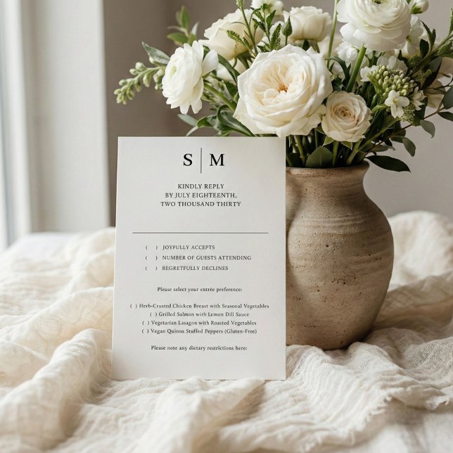 Monogramme beige Mariage classique RSVP (Créateur téléchargé)