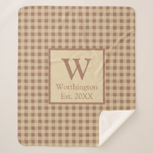 Monogramme Beige Rouille Buffle Plaid Campagne Rus