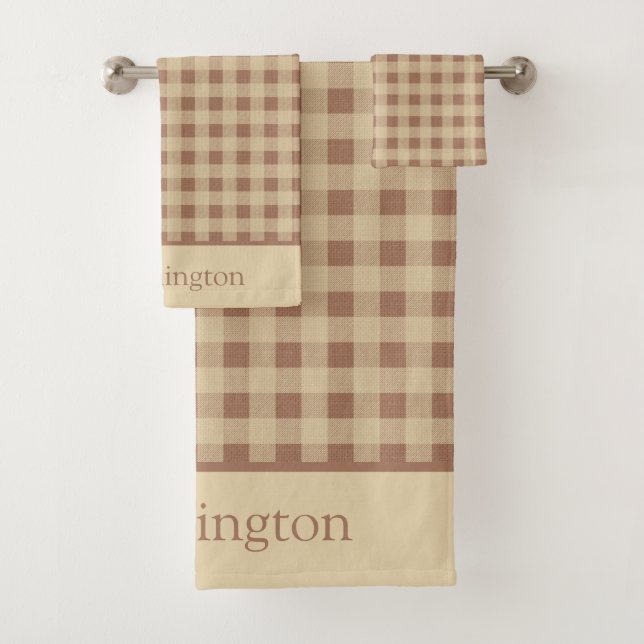 Monogramme Beige Rouille Plaid Buffalo Campagne (En situation)