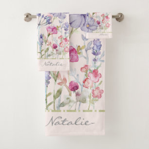 Monogramme belle aquarelle florale rose pastel